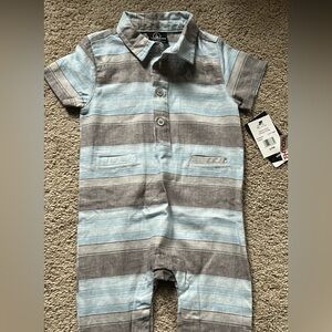 Volcom Baby Romper in Light Blue and Gray